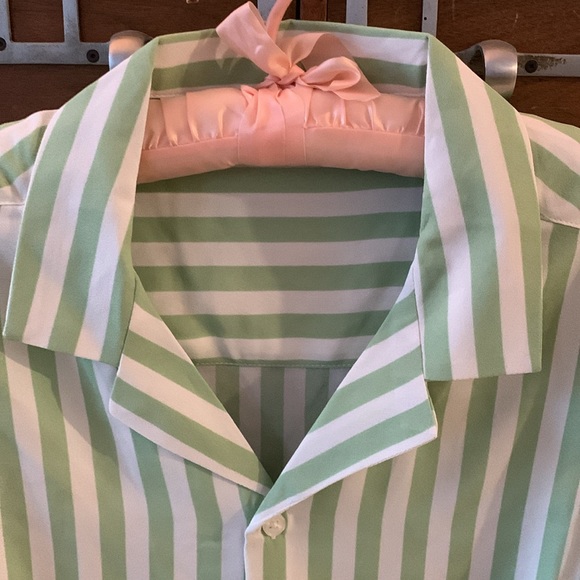 ASOS Camp Shirt Green Stripe Medium Long - Picture 4 of 8